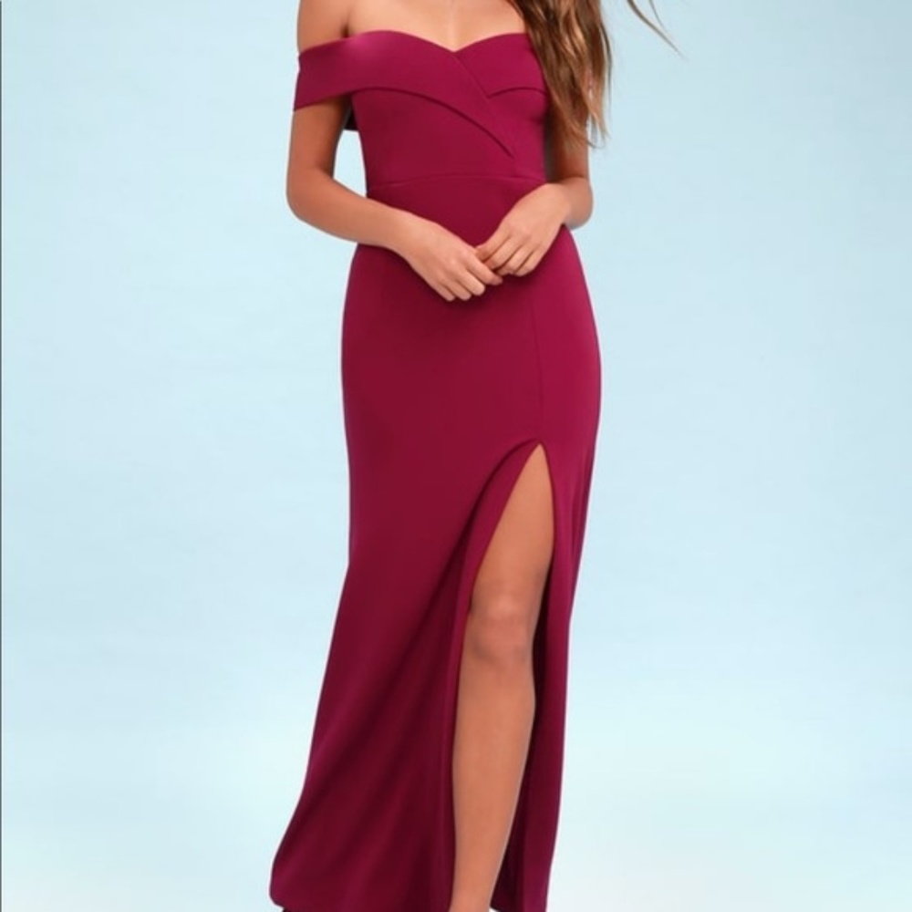 Lulus Magenta Off-The-Shoulder Maxi Dress (NWT)